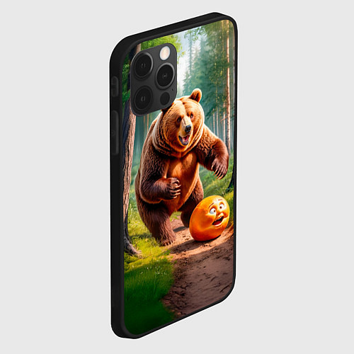 Чехол iPhone 12 Pro Max Колобок и медведь / 3D-Черный – фото 2