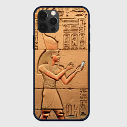 Чехол для iPhone 12 Pro Max Фараон со смартфоном египетский барельеф, цвет: 3D-черный