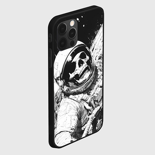Чехол iPhone 12 Pro Max Скелет в космосе черно-белый / 3D-Черный – фото 2