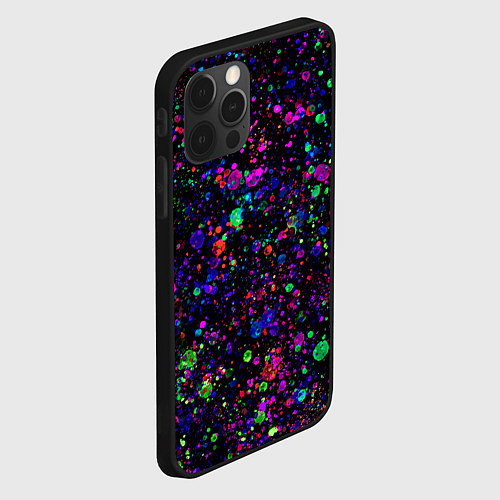 Чехол iPhone 12 Pro Max Чёрный с разноцветными брызгами / 3D-Черный – фото 2