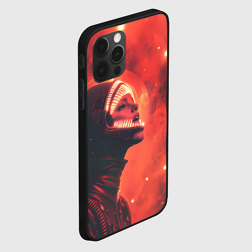 Чехол iPhone 12 Pro Max Девушка в космосе в костюме чужого / 3D-Черный – фото 2
