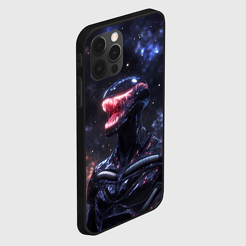 Чехол iPhone 12 Pro Max Чужой на фоне вселенной / 3D-Черный – фото 2