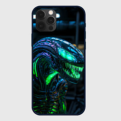 Чехол для iPhone 12 Pro Max Чужой с зеленым неоном, цвет: 3D-черный