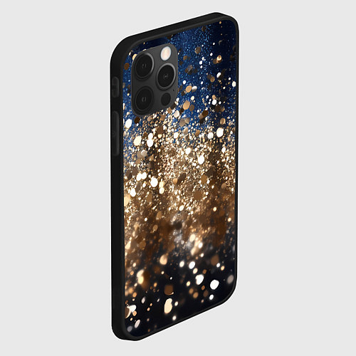 Чехол iPhone 12 Pro Max Золотые блестки на черно-синем фоне / 3D-Черный – фото 2