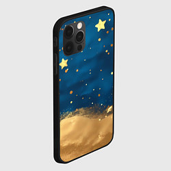 Чехол для iPhone 12 Pro Max Золотые звезды на синем фоне текстура, цвет: 3D-черный — фото 2