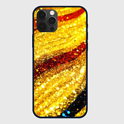 Чехол для iPhone 12 Pro Max Золотая блестящая текстура с красной полоской, цвет: 3D-черный