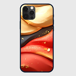 Чехол для iPhone 12 Pro Max Красно-желтая объемная текстура, цвет: 3D-черный