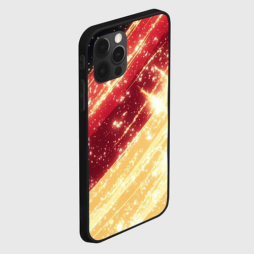 Чехол iPhone 12 Pro Max Желто-красная текстура с блеском / 3D-Черный – фото 2
