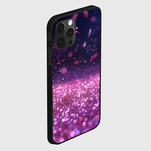 Чехол iPhone 12 Pro Max Розовые блестящие блестки / 3D-Черный – фото 2