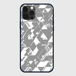 Чехол для iPhone 12 Pro Max Светлый серый геометричный паттерн, цвет: 3D-черный