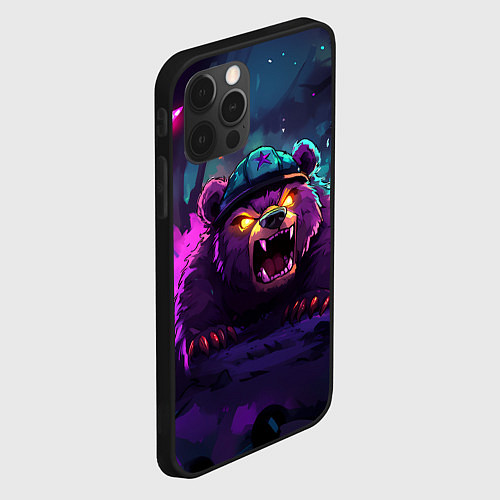 Чехол iPhone 12 Pro Max Зловещий медведь / 3D-Черный – фото 2