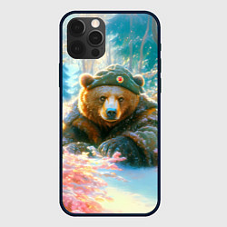 Чехол для iPhone 12 Pro Max Русский медведь военный в лесу, цвет: 3D-черный