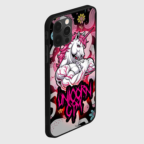 Чехол iPhone 12 Pro Max Единорог gym / 3D-Черный – фото 2