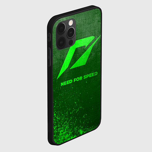 Чехол iPhone 12 Pro Max Need for Speed - green gradient / 3D-Черный – фото 2