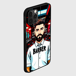 Чехол для iPhone 12 Pro Max Барбер в барбершопе, цвет: 3D-черный — фото 2