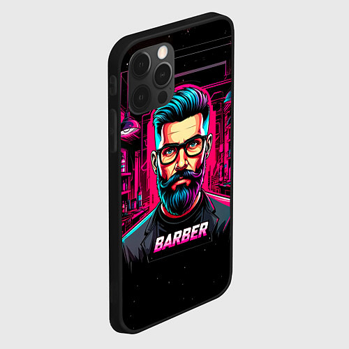 Чехол iPhone 12 Pro Max Барбер киберпанк / 3D-Черный – фото 2
