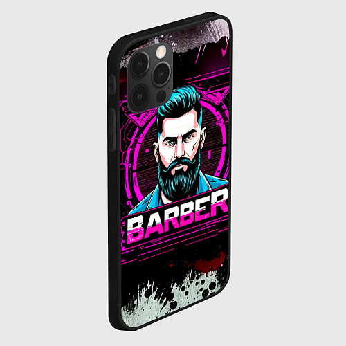Чехол iPhone 12 Pro Max Барбер в фиолете / 3D-Черный – фото 2