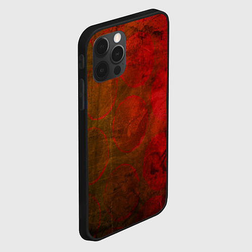 Чехол iPhone 12 Pro Max Абстракция - green circles in red / 3D-Черный – фото 2