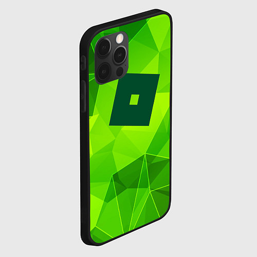 Чехол iPhone 12 Pro Max Roblox green poly / 3D-Черный – фото 2