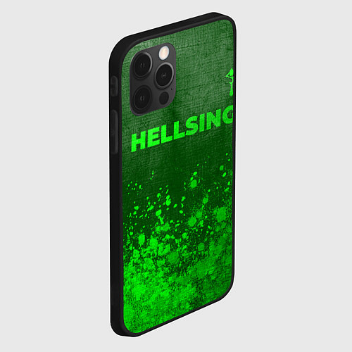 Чехол iPhone 12 Pro Max Hellsing - green gradient посередине / 3D-Черный – фото 2
