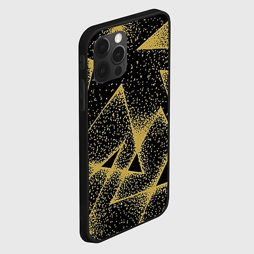 Чехол iPhone 12 Pro Max Triangle yellow with dots / 3D-Черный – фото 2
