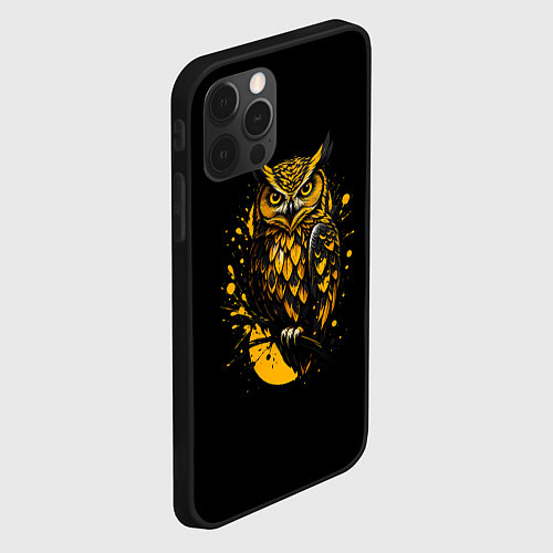 Чехол iPhone 12 Pro Max Филин в лунном свете / 3D-Черный – фото 2