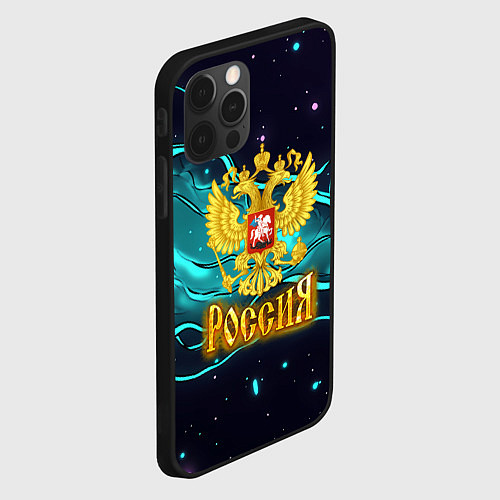 Чехол iPhone 12 Pro Max Россия - березовая абстракция / 3D-Черный – фото 2
