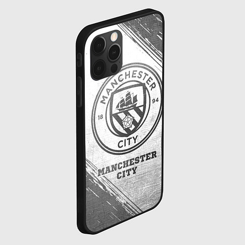 Чехол iPhone 12 Pro Max Manchester City - white gradient / 3D-Черный – фото 2