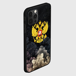 Чехол для iPhone 12 Pro Max Золотой герб РФ на абстрактном небе, цвет: 3D-черный — фото 2