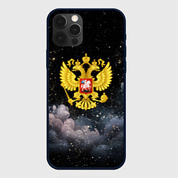 Чехол для iPhone 12 Pro Max Герб России на черном небе, цвет: 3D-черный