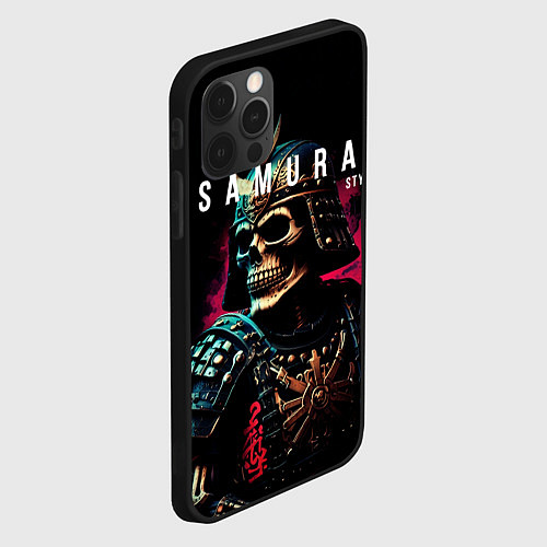 Чехол iPhone 12 Pro Max Самурай с маской черепа / 3D-Черный – фото 2
