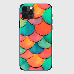 Чехол для iPhone 12 Pro Max Разноцветная чешуя, цвет: 3D-черный