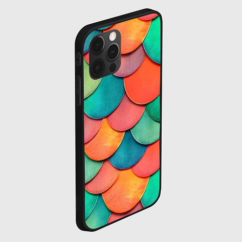 Чехол iPhone 12 Pro Max Разноцветная чешуя / 3D-Черный – фото 2