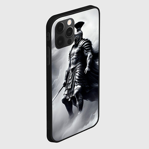 Чехол iPhone 12 Pro Max Спартанский воин среди львов / 3D-Черный – фото 2
