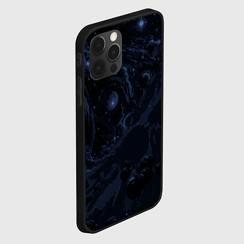Чехол iPhone 12 Pro Max Чёрно-синий абстрактный космос / 3D-Черный – фото 2