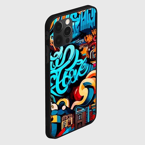 Чехол iPhone 12 Pro Max Abstract graffiti - ai art / 3D-Черный – фото 2