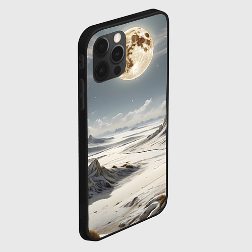 Чехол iPhone 12 Pro Max Луна и горы / 3D-Черный – фото 2