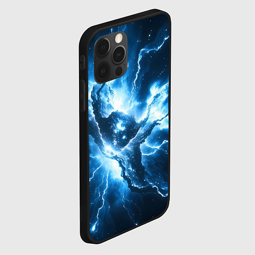 Чехол iPhone 12 Pro Max Бело-синяя туманность / 3D-Черный – фото 2