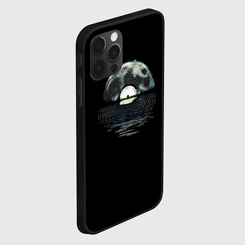 Чехол iPhone 12 Pro Max Лунная виниловая пластинка / 3D-Черный – фото 2
