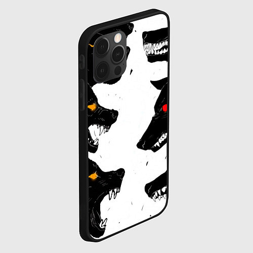 Чехол iPhone 12 Pro Max Волки со светящимися глазами / 3D-Черный – фото 2