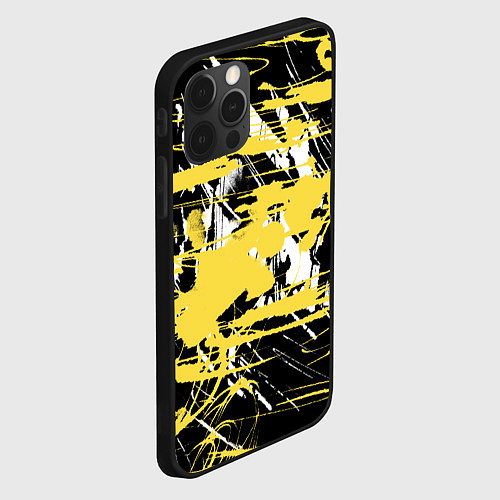 Чехол iPhone 12 Pro Max Желтая краска на черном / 3D-Черный – фото 2