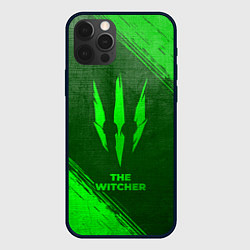 Чехол для iPhone 12 Pro Max The Witcher - green gradient, цвет: 3D-черный