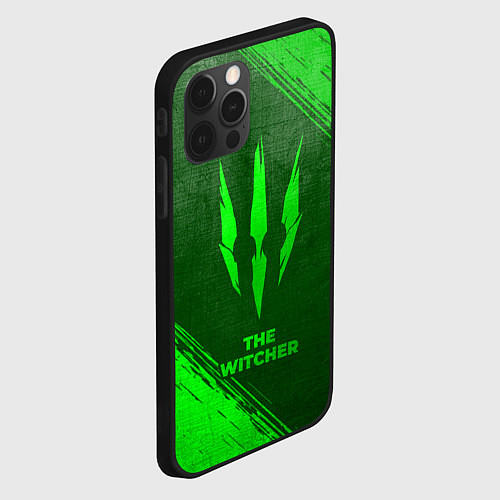 Чехол iPhone 12 Pro Max The Witcher - green gradient / 3D-Черный – фото 2