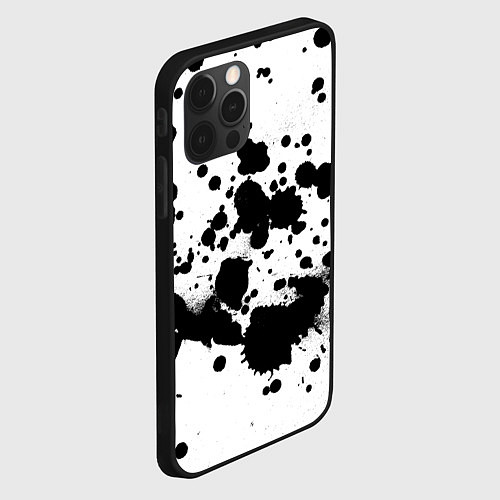 Чехол iPhone 12 Pro Max Брызги черной краски / 3D-Черный – фото 2