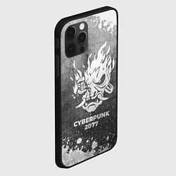 Чехол для iPhone 12 Pro Max Cyberpunk 2077 - grey gradient, цвет: 3D-черный — фото 2