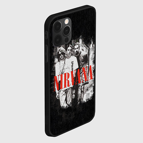 Чехол iPhone 12 Pro Max Нирвана фото группы / 3D-Черный – фото 2