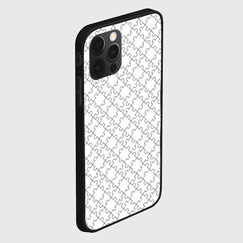 Чехол iPhone 12 Pro Max Белые пазлы диагональный паттерн / 3D-Черный – фото 2