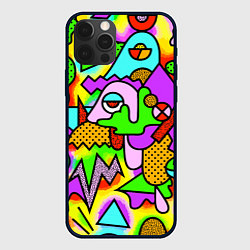 Чехол для iPhone 12 Pro Max Абстрактный цветной паттерн, цвет: 3D-черный