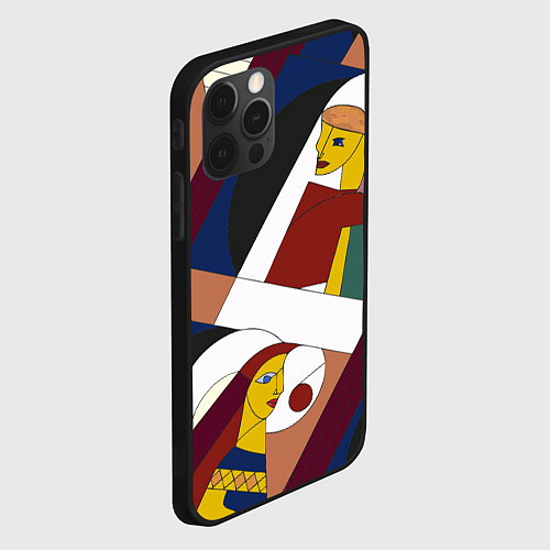 Чехол iPhone 12 Pro Max Стиль пикассо рисунок / 3D-Черный – фото 2
