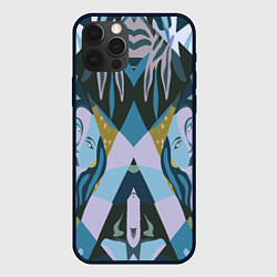 Чехол для iPhone 12 Pro Max Лицо женщины цветной паттерн, цвет: 3D-черный
